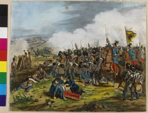 De fatale verwonding van generaal Ulysses baron van Salis-Soglio tijdens de slag bij S Lucy in Verona op 6 mei 1848