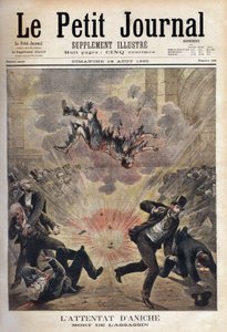 De moordenaar Clement Decoux is het slachtoffer van zijn poging tot aanslag op Emile Vuillemin (1822-?), directeur van de Aniche-mijnen, die zijn vijftigjarig jubileum viert aan het hoofd van de kolenproductie op 4 augustus. door Unknown artist