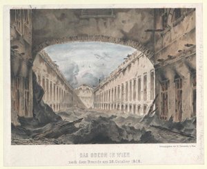 Het Odeon in Wenen na de brand op 28 oktober 1848 door Unknown artist