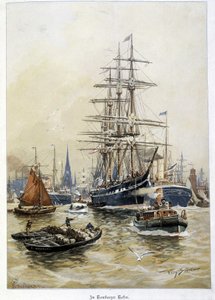 De haven van Hamburg in de 19e eeuw door Unknown artist