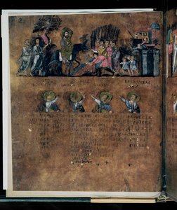 De paarse Codex Rossanensis, 6e eeuw (manuscript) door Unknown artist