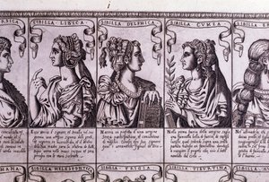 De sibillen: Libische, Delphi en Cumaeaanse (gravure)