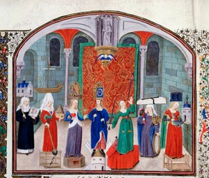 Theorie van theologische en kardinale deugden. Miniatuur uit het manuscript 