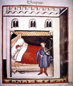 Geneeskundig verhandeling "Tacuinum sanitatis" uit de 14e eeuw: slaap door Unknown artist