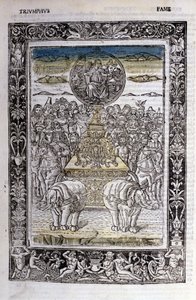 Triomf van de roem van Francesco Petrarca (Petrarca). Miniatuur sd. Bibl. Trivulziana, Milaan. door Unknown artist