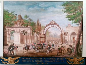 Triomfantelijke intocht van Agustín Iturbide, eerste keizer van onafhankelijk Mexico, in Mexico-Stad 7/09/1821 door Unknown artist