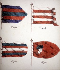 Tunesische en Algerijnse vlaggen uit het einde van de 18e eeuw door Unknown artist