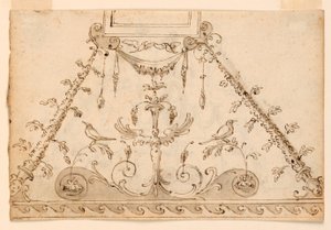 Twee projecten voor geschilderde groteske decoraties van een plafond door Unknown artist