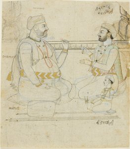 Twee Rajput edelmannen met een kind
