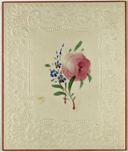 Valentijn zonder titel (Grote roze en kleine blauwe bloemen) door Unknown artist