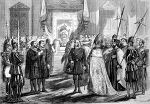 Eerste Vaticaans Concilie Rome. Paus geeft audiëntie aan de Vader van het Concilie. 1869