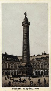 Vendôme-zuil op het gelijknamige plein in Parijs. Chromolithografie van het einde van de 19e eeuw door Unknown artist