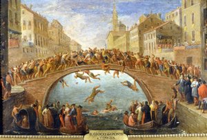 Venetië, het spel van de brug (anoniem schilderij 18e eeuw, privécollectie)
