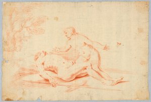 Venus naast de slapende Adonis door Unknown artist