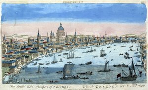 Uitzicht op Londen en de Theems, zuidwest - optisch zicht door Unknown artist