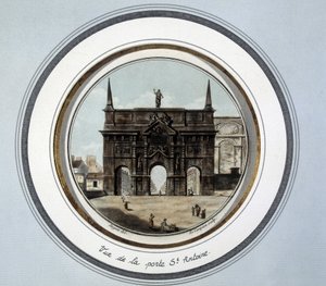 Uitzicht op de deur van St Antoine - gravure door Unknown artist