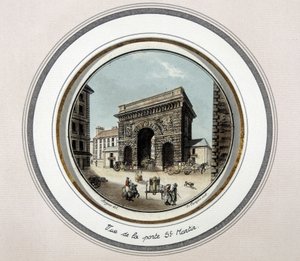 Uitzicht op de deur van St Martin - gravure door Unknown artist