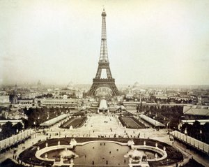 Uitzicht op de Wereldtentoonstelling van 1889 in Parijs en de Eiffeltoren