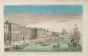 Gezicht op het Custom House en de Douana van Londen door Unknown artist