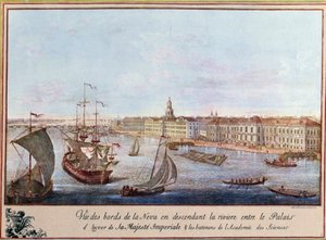 Uitzicht op de Neva bij het Winterpaleis en de Academie van Wetenschappen in Sint-Petersburg door Unknown artist