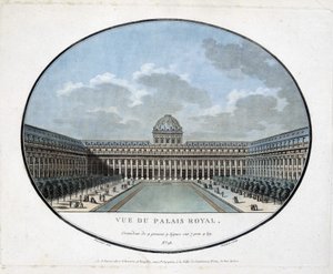 Uitzicht op het Koninklijk Paleis (binnenplaats) - gravure door Unknown artist