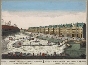 Zicht op het Twaalf Collegia gebouw in Sint-Petersburg door Unknown artist
