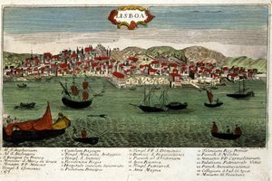 Uitzicht op de stad Lissabon in Portugal aan het einde van de 18e eeuw door Unknown artist