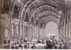 Uitzicht op het hoofdrestaurant op de Internationale Tentoonstelling van 1862 in Londen door Unknown artist