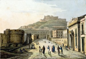 Uitzicht op de strada del molo en het Castel Sant
