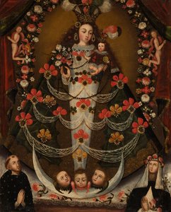 Maagd van Pomata met St. Nicolaas Tolentino en St. Rosa van Lima door Unknown artist