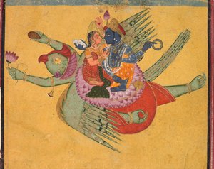 Vishnu en Lakshmi op Garuda