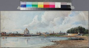 Uitzicht op Moskou vanuit de Neskuchny-tuin, Anoniem. Aquarel op papier, ca. 1880-1885. Staatsmuseum van A.S. Poesjkin, Moskou door Unknown artist