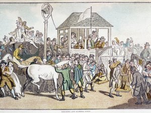 Wegen en wassen voor een paardenrace (eind 19e eeuw) door Unknown artist