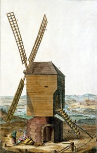 Windmolen. 18e-eeuwse gravure door Unknown artist