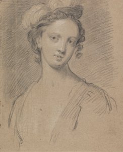 Vrouw met een gevederde hoofdtooi door Unknown artist