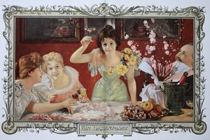Vrouwen drinken samen cocktails op een feestje door Unknown artist