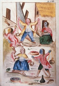Jonge indianen dansen tijdens het carnaval, uit het boek "Trujillo del Peru" of "Códice Martínez Compañón", door Baltazar Martinez Compañón y Bujanda, bisschop van Trujillo (1782-1785) door Unknown artist