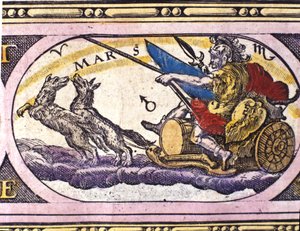Voorstelling van de god Mars 17e eeuw (gravure) door Unknown artist