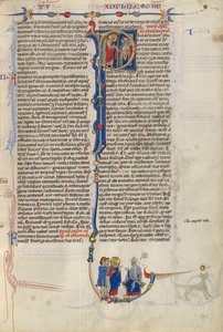 Beginletter P: Sint Paulus geeft een boekrol aan een bisschop