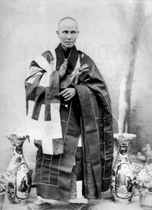 Annamese bonze in Cochinchina, Indochina, ca. 1900 (zwart-wit foto) door Unknown photographer