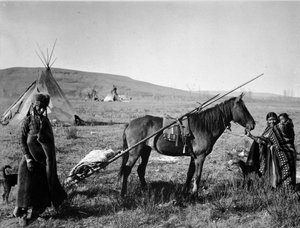 Cree Indianenfamilie van Canada