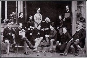 Franz Liszt (1811-1886), in Weimar, in de kring van zijn favoriete leerlingen door Unknown photographer