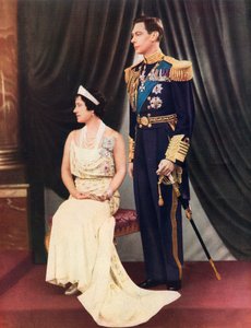 Koning George VI en koningin Elizabeth. George VI, Albert Frederick Arthur George. Koning van het Verenigd Koninkrijk en de Dominions van het Britse Gemenebest. Elizabeth Angela Marguerite Bowes-Lyon