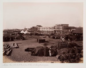Madras Uitzicht op het Zuidstrand vanaf de Pier en toont de Gerechtsgebouwen