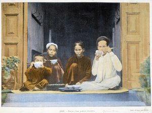 Maaltijd van een Annamitisch gezin, ca. 1895, Rond de Wereld, eind 19e eeuw door Unknown photographer