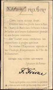 Persoonlijk ticket voor de Wereldtentoonstelling van 1868 (foto) door Unknown photographer