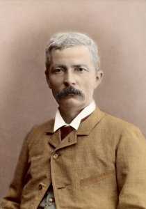 Portret van Sir Henry Morton Stanley (geboren John Rowlands), Welshe journalist en ontdekkingsreiziger. latere inkleuring