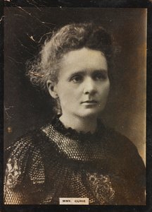 Portret van de chemicus en natuurkundige Marie Skłodowska-Curie (1867-1934), vrouw van Pierre Curie, Nobelprijs voor Natuurkunde in 1903 met haar man en voor Scheikunde in 1911