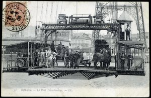 Ansichtkaart uit het begin van de 20e eeuw. Normandië, Rouen: De pontjesbrug.