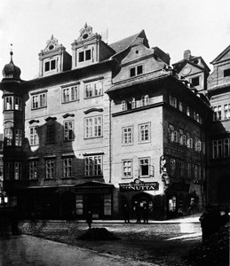 Praag, het huis Minutta, waar schrijver Franz Kafka woonde tussen 1889 en 1896.